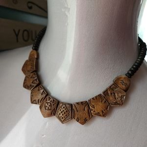 Vintage Bone Carved Panel Necklace